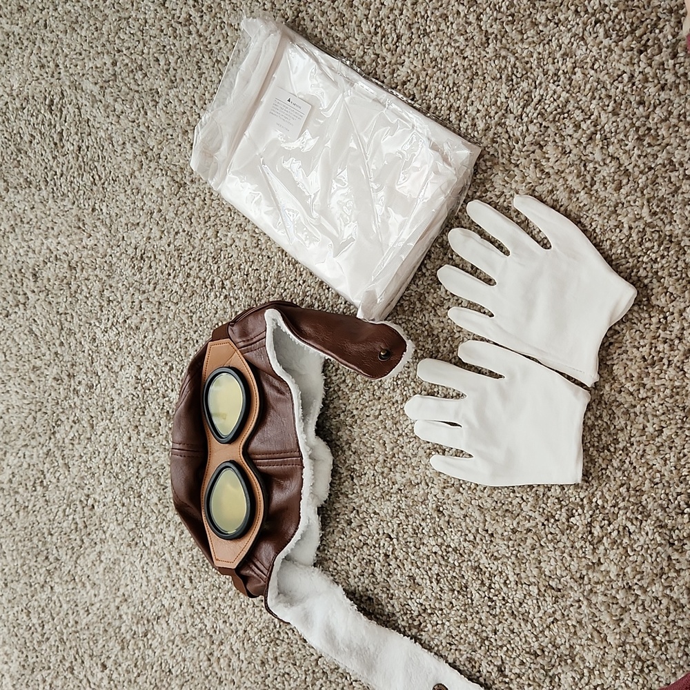 Toddler Aviator hat, gloves, scarf